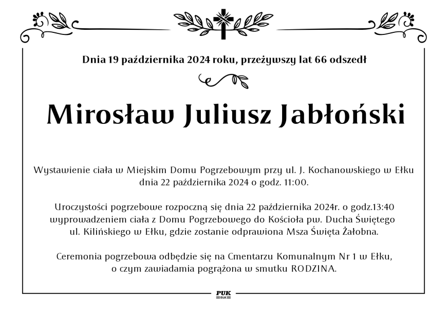 Mirosław Juliusz Jabłoński - nekrolog